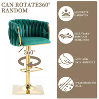 SERENITà Modern Velvet Breakfast Bar Stools Swivel Barstools Adjustable Counter Stools with Backrest Set of 2 Emarald Green