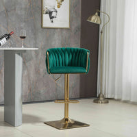 SERENITà Modern Velvet Breakfast Bar Stools Swivel Barstools Adjustable Counter Stools with Backrest Set of 2 Emarald Green