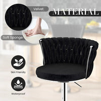 Modern Silver Swivel Upholstered Velvet Adjustable Height Counter Stool with Metal Frame Black (Set of 2)
