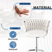 Modern Silver Swivel Upholstered Velvet Adjustable Height Counter Stool with Metal Frame White (Set of 2)