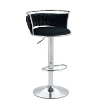 Silver Swivel Upholstered Velvet Adjustable Height Counter Stool with Metal Frame Black (Set of 2)