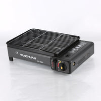 Portable Gas Stove Burner Butane BBQ Camping Gas Cooker With Non Stick Plate Black without Fish Pan and Lid