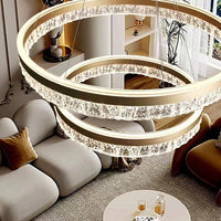 Gold 3 Rings 180W Modern Luxury Ring Pendant Light Adjustable Water Ripple LED Chandelier