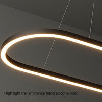 Modern Minimalist Oval Pendant Light Adjustable LED Chandelier Black