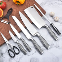 Stainless Steel 8PC Kitchen Chef Knife Block Set Knives Scissor Sharpener AU