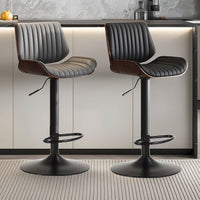 SERENITà European Wooden Modern Bar Stools Bistro Stool with Rotating and Aerodynamic Multi-levelled(Black)