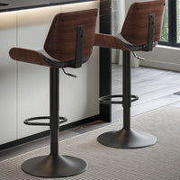 SERENITà European Wooden Modern Bar Stools Bistro Stool with Rotating and Aerodynamic Multi-levelled (Grey)