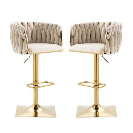 SERENITà Modern Velvet Breakfast Bar Stools Swivel Barstools Adjustable Counter Stools with Backrest Set of 2 iVORY