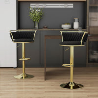 SERENITà Golden Swivel Upholstered Velvet Adjustable Height Counter Stool with Metal Frame Black (Set of 2)
