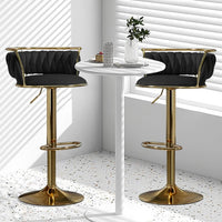 SERENITà Golden Swivel Upholstered Velvet Adjustable Height Counter Stool with Metal Frame Black (Set of 2)