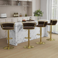 SERENITà Golden Swivel Upholstered Velvet Adjustable Height Counter Stool with Metal Frame Coffee (Set of 2)