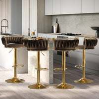SERENITà Golden Swivel Upholstered Velvet Adjustable Height Counter Stool with Metal Frame Coffee (Set of 2)