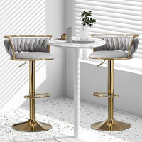 SERENITà Golden Swivel Upholstered Velvet Adjustable Height Counter Stool with Metal Frame Grey (Set of 2)