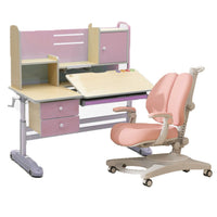 Height Adjustable Children Kids Ergonomic Study Desk Chair Set 120cm Pink AU