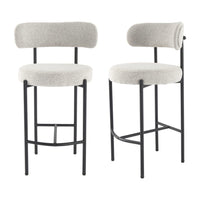 Sleek White Metal Boucle Elsa Bar Stools