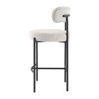 Sleek White Quartz Metal Boucle Elsa Bar Stools