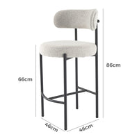 Sleek White Quartz Metal Boucle Elsa Bar Stools