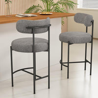 Contemporary Grey Boucle Elsa Low Bar Stools