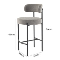 Contemporary Grey Boucle Elsa Low Bar Stools