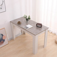 Grey Rectangular Dining Table with 4x Blue Velvet Chairs