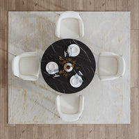 Round Marble-Effect Table-Black