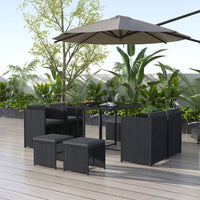 Horrocks 8 Seater Outdoor Dining Set-Black