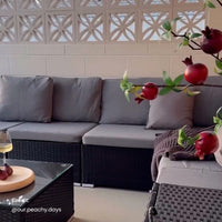 8PCS Outdoor Furniture Modular Lounge Sofa Lizard-Black