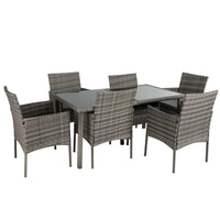 Rural Style Outdoor Grey Wicker 6 Seater Dining Set