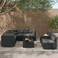 Modular Outdoor Lounge Set-9pcs Sofa, Armchairs and Coffee Table