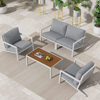 Aidan Garden Furniture Set in White — 5 pieces