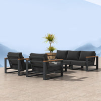 5 Seater Grandeur Lounge Suite - Charcoal Grey