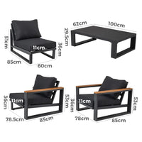 5 Seater Grandeur Lounge Suite - Charcoal Grey