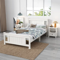 King Single Solid Pine Timber Bed Frame-White