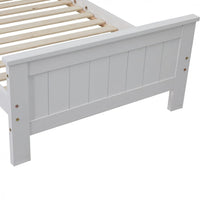 Single Size Solid Pine Timber Bed Frame with Bookshelf Headboard- White