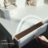 Dressing Vanity Table Stool Set with Make-up LED Lighted Mirror-White