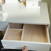 Dressing Vanity Table Stool Set with Make-up LED Lighted Mirror-White