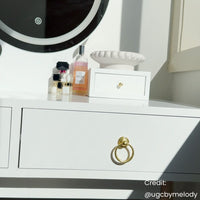 Dressing Vanity Table Stool Set with Make-up LED Lighted Mirror-White