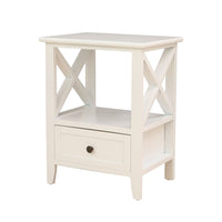 2-tier Bedside Table with Storage Drawer 2 PC Rustic White