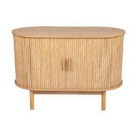 Natural Wood Ribbed Sideboard Cabinet