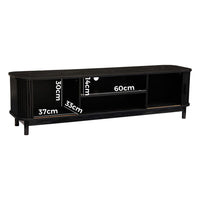 160cm Ribbed Black Entertainment Unit