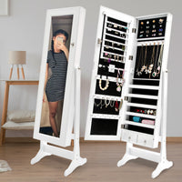 Mirror Jewellery Cabinet Organiser 2 Drawers LOWE 146cm WHITE