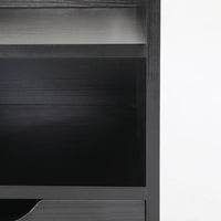 Bedside Table Side Storage Cabinet Nightstand 1 Drawer 2 Shelf LARK BLACK