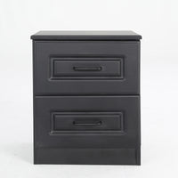 Bedside Table Side Storage Cabinet Nightstand Bedroom 2 Drawer KEVA BLACK