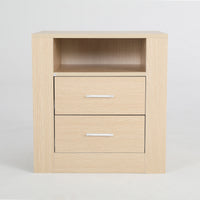 2X Bedside Table Side Storage Cabinet Nightstand Bedroom 2 Drawer 1 Shelf ZURI OAK