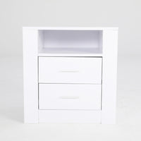 2X Bedside Table Side Storage Cabinet Nightstand Bedroom 2 Drawer 1 Shelf ZURI WHITE