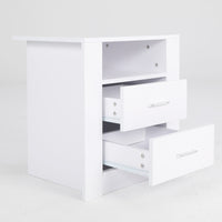 2X Bedside Table Side Storage Cabinet Nightstand Bedroom 2 Drawer 1 Shelf ZURI WHITE