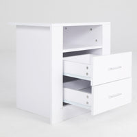 2X Bedside Table Side Storage Cabinet Nightstand Bedroom 2 Drawer 1 Shelf ZURI WHITE