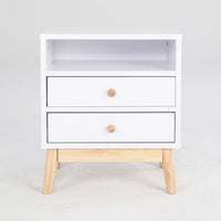 Bedside Table Side Storage Cabinet Nightstand Bedroom 2 Drawer ANYA - WHITE