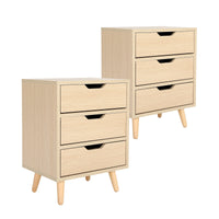 2X Bedside Table Side Storage Cabinet Nightstand Bedroom 3 Drawer LACY OAK