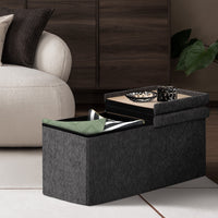 Foldable Storage Ottoman - Flip Lid Side Table Toy Blanket Organiser Seat KIRA BLACK